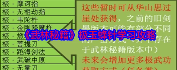 2025年热门武学指南：《武林秘籍》极葵花神针高效学习攻略与最新修炼技巧